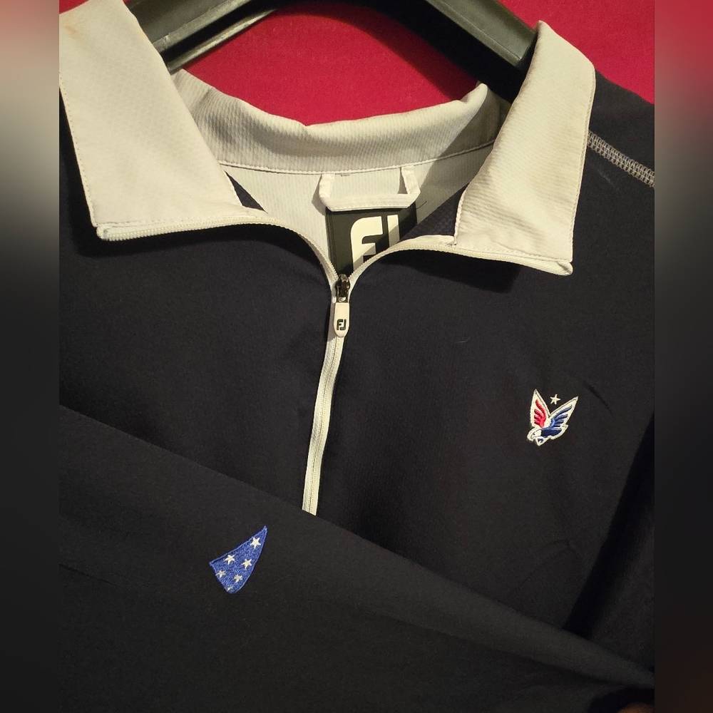 FootJoy Navy and Gray Quarter-Zip Pullover